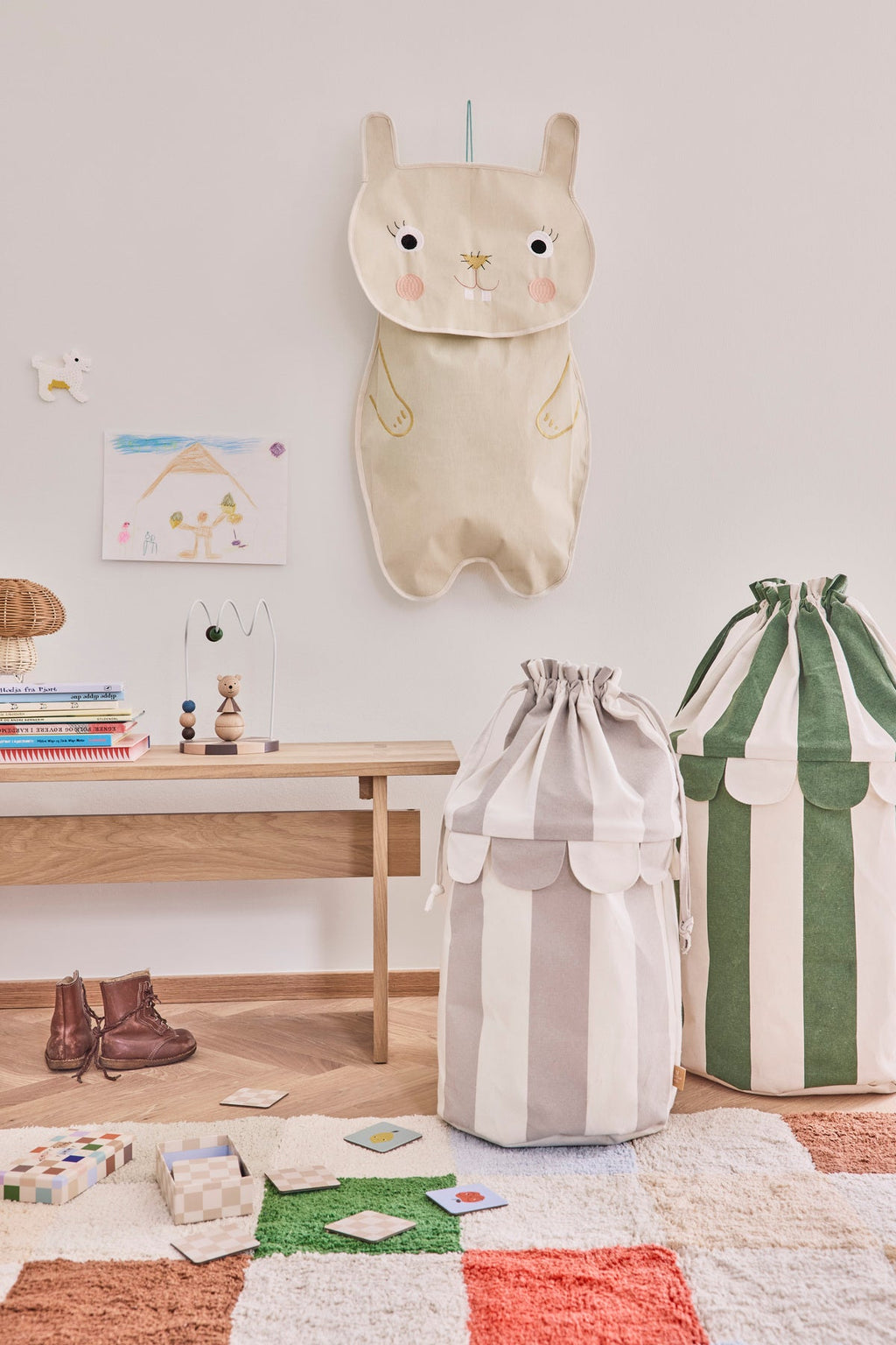 Circus baskets - Set/2 groen beige