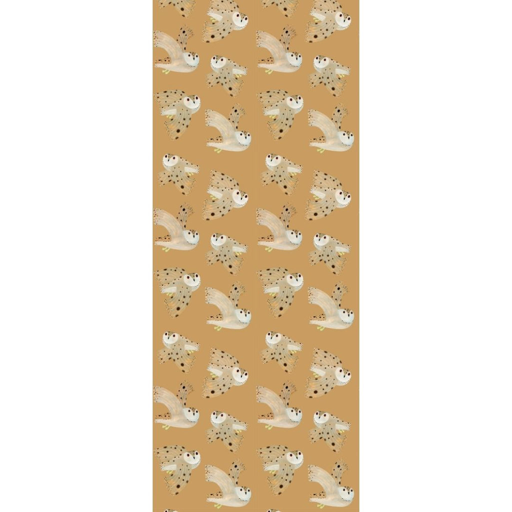 Behangstaal Meet me at the Wall - Owl - Dusty Yellow - Aniek Bartels