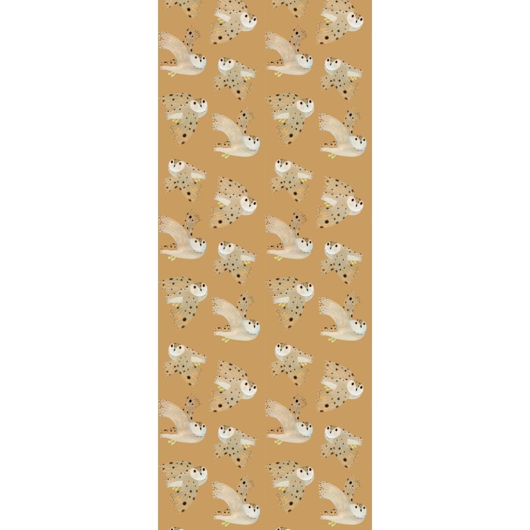 Kinderbehang Meet me at the Wall - Owl - Dusty Yellow - Aniek Bartels