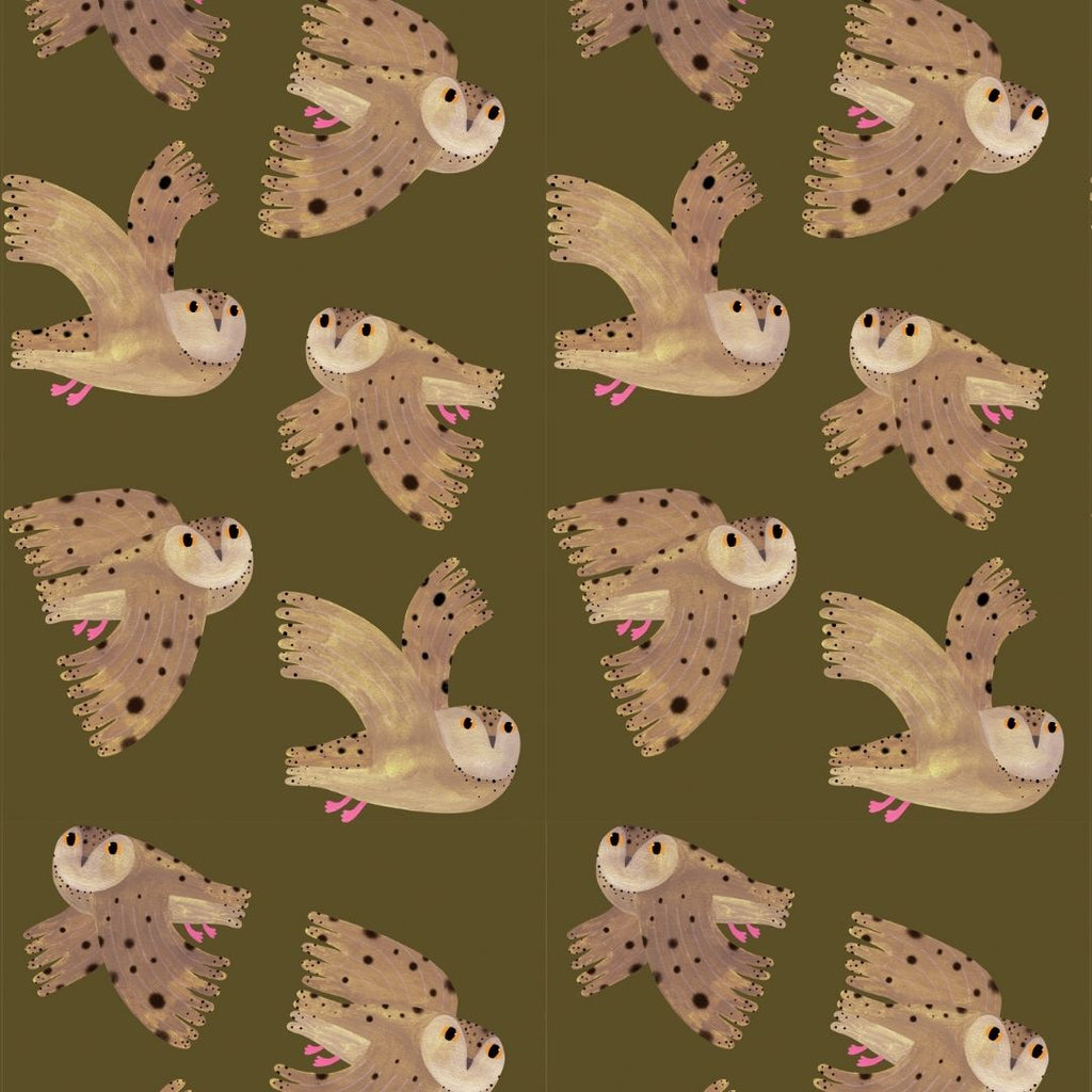 Behangstaal Meet me at the Wall - Owl - Fern - Aniek Bartels