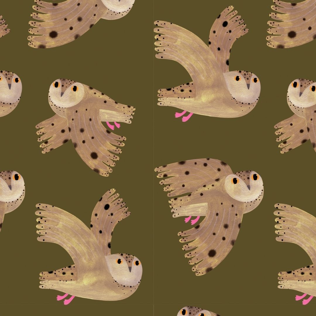 Behangstaal Meet me at the Wall - Owl - Fern - Aniek Bartels