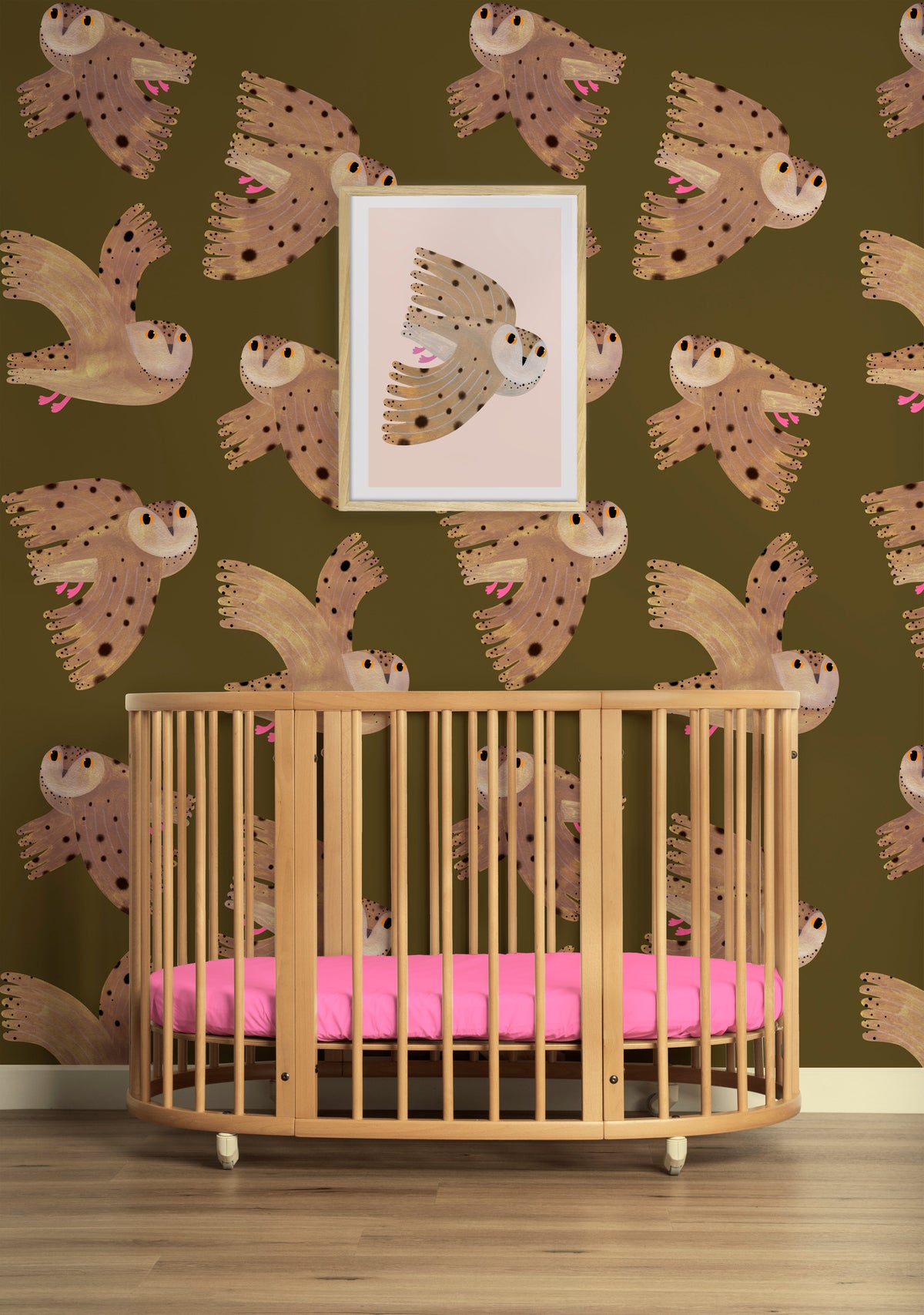 Behangstaal Meet me at the Wall - Owl - Fern - Aniek Bartels