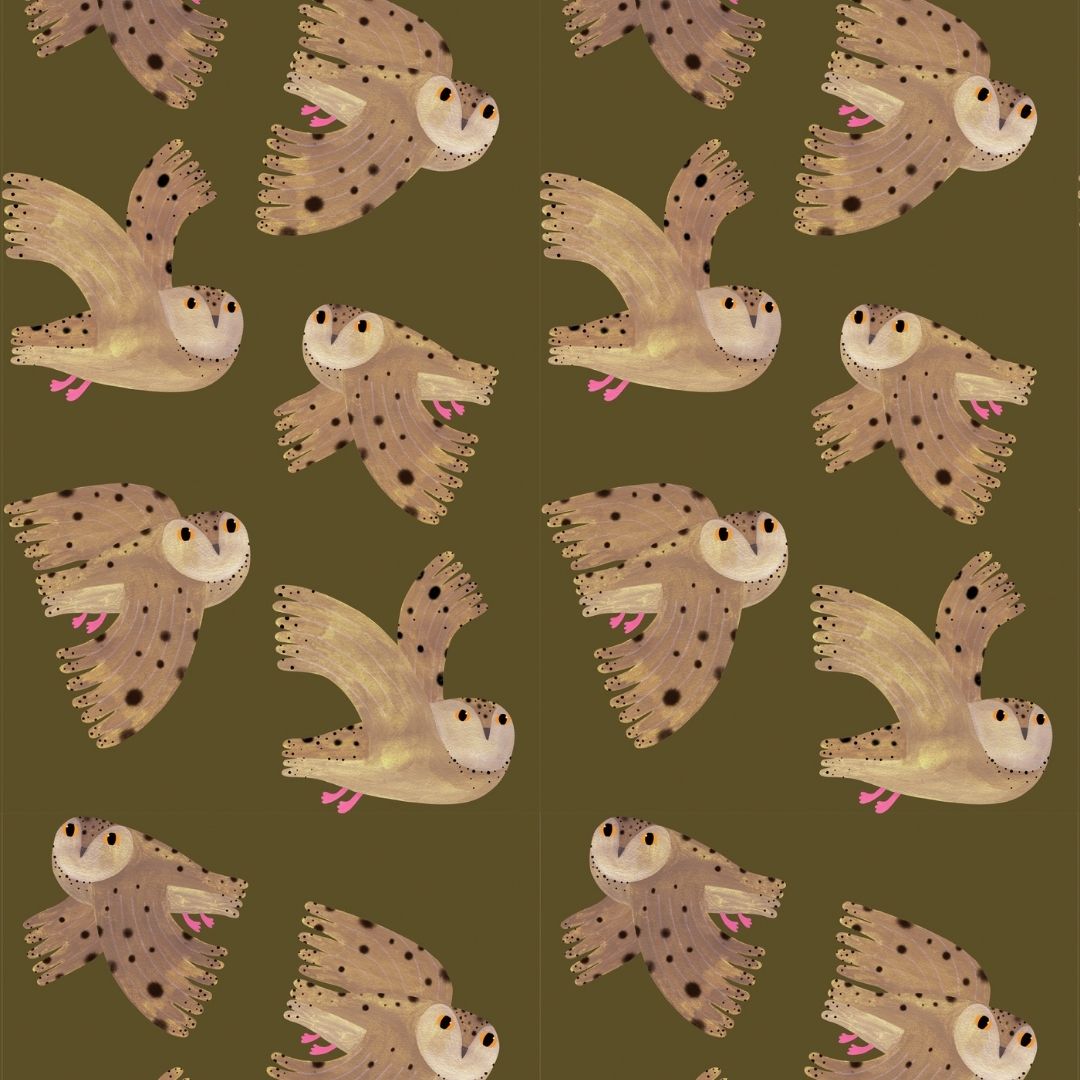 Kinderbehang Meet me at the Wall - Owl - Fern - Aniek Bartels