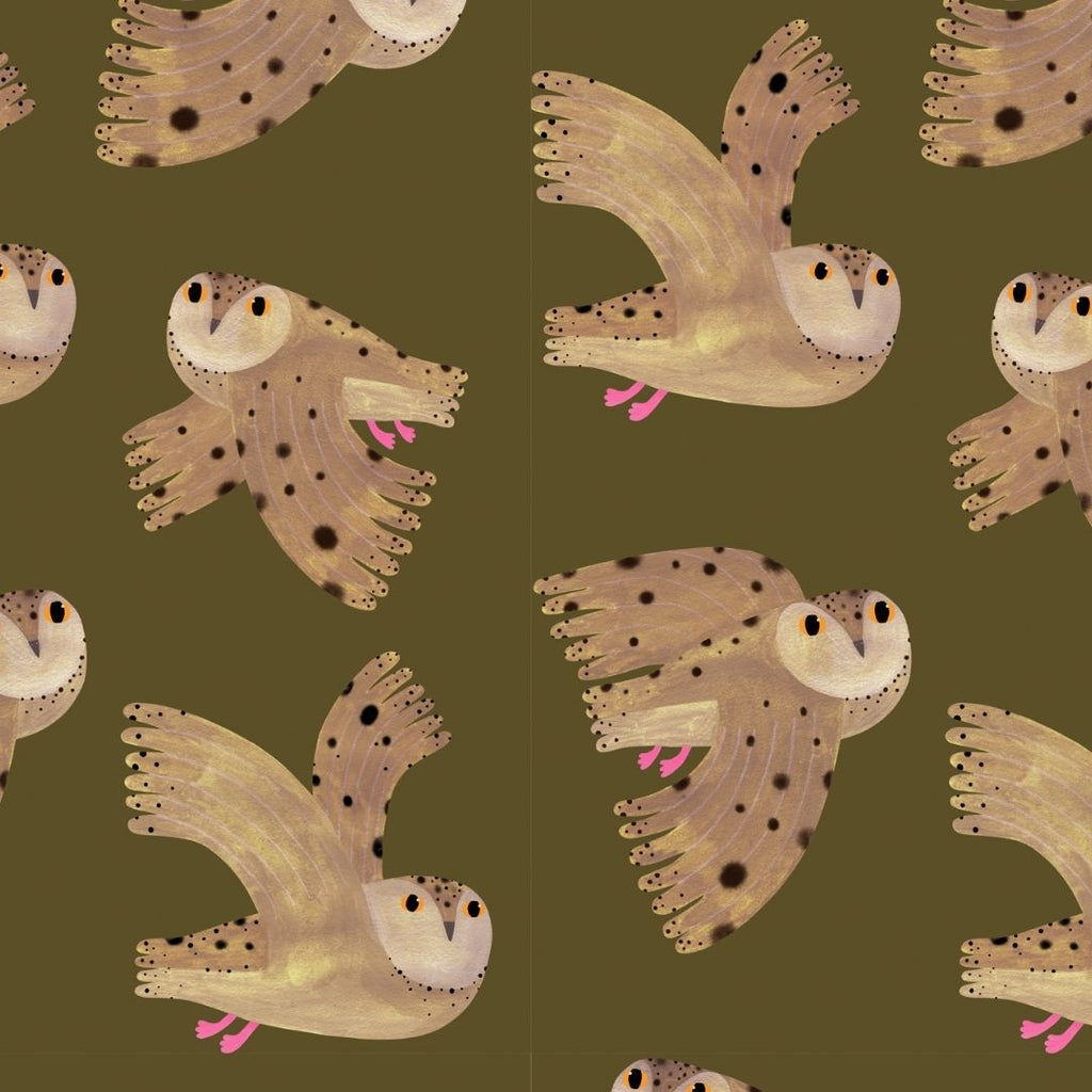 Kinderbehang Meet me at the Wall - Owl - Fern - Aniek Bartels
