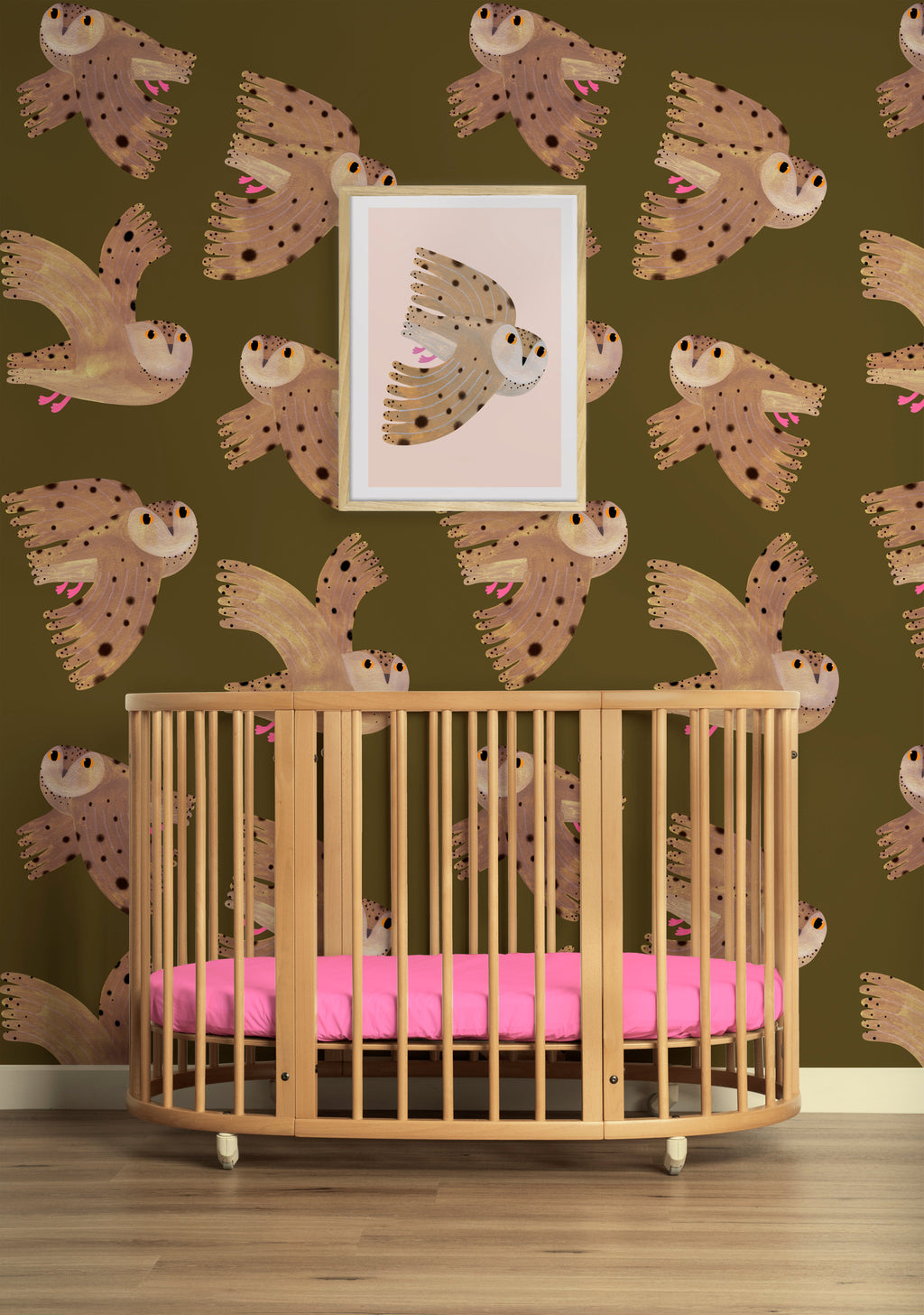 Kinderbehang Meet me at the Wall - Owl - Fern - Aniek Bartels