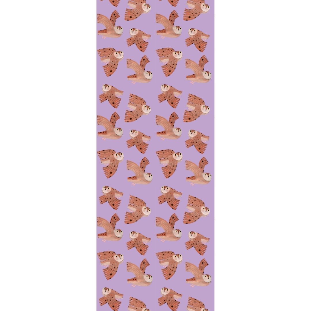 Behangstaal Meet me at the Wall - Owl - Lilac - Aniek Bartels