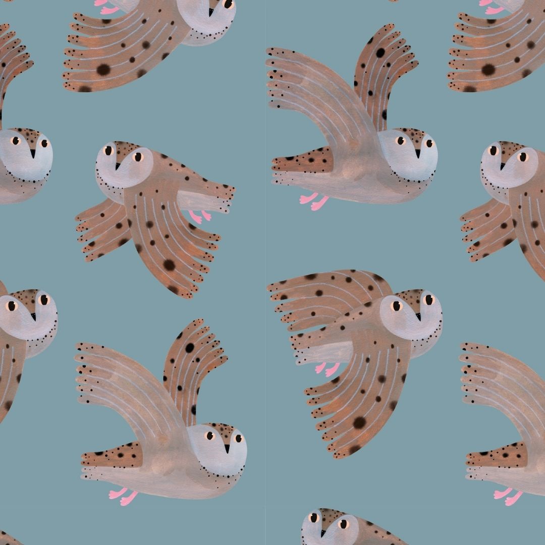 Behangstaal Meet me at the Wall - Owl - Sky - Aniek Bartels