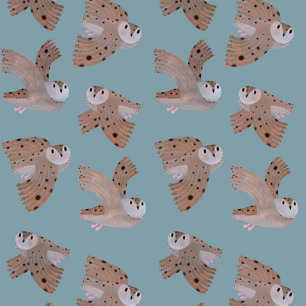 Kinderbehang Meet me at the Wall - Owl - Sky - Aniek Bartels