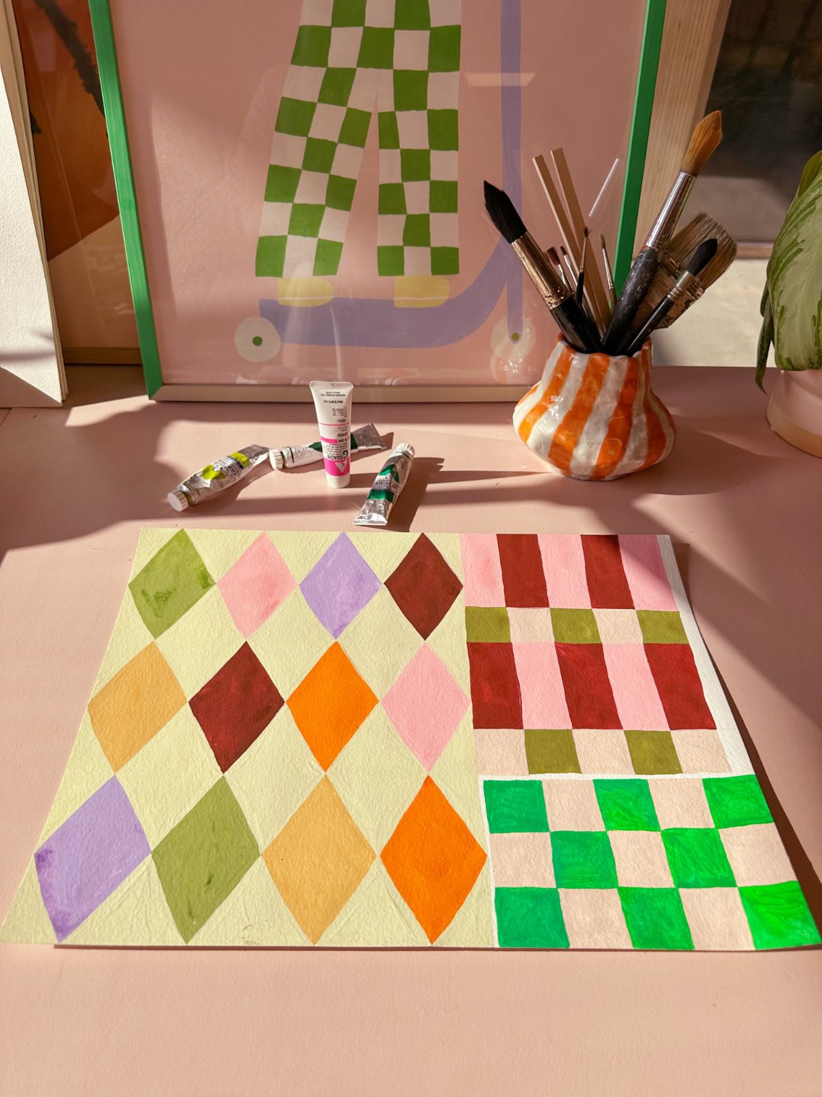 Kinderbehang Meet me at the Wall - Square blocks green - Aniek Bartels