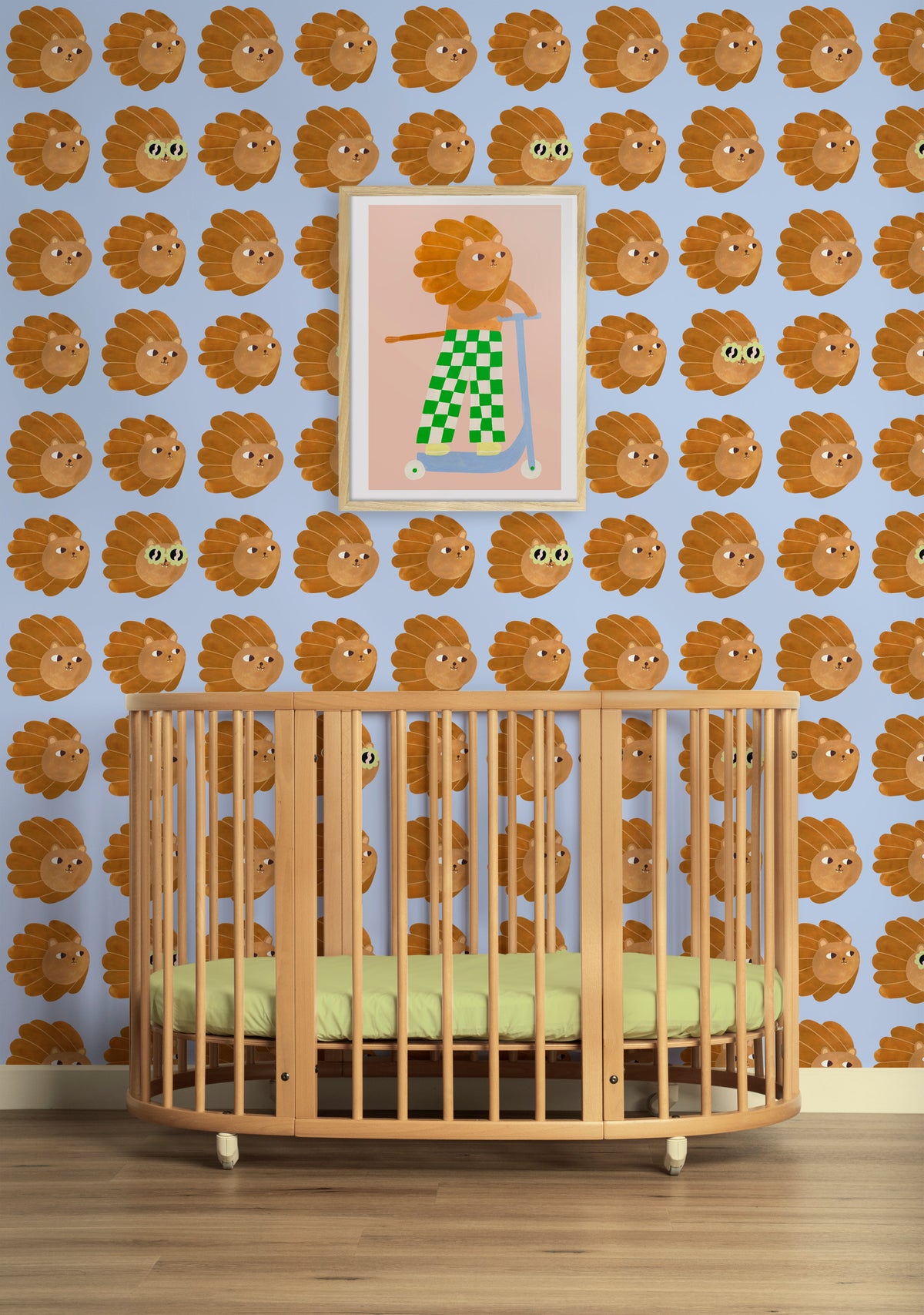 Behangstaal Meet me at the Wall - Lion head - Blue - Aniek Bartels