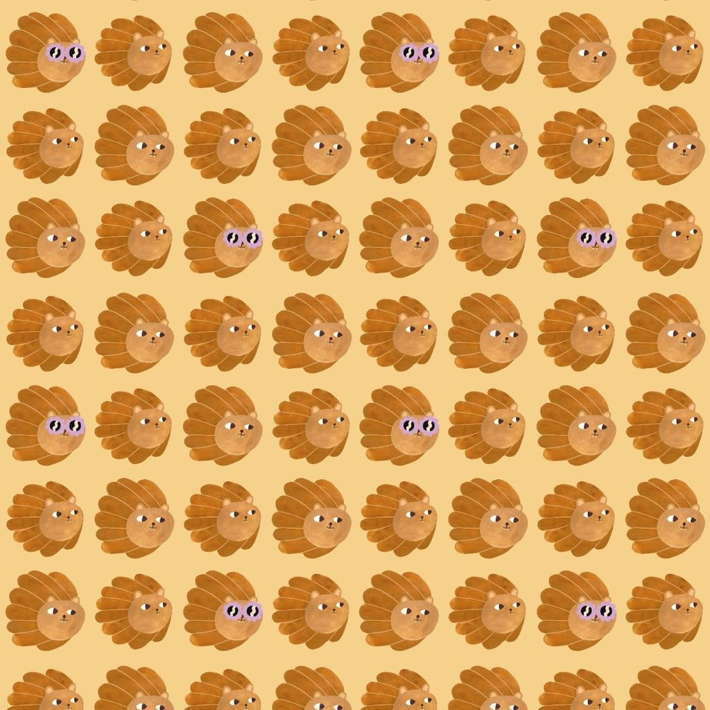 Behangstaal Meet me at the Wall - Lion head - Butter Yellow - Aniek Bartels