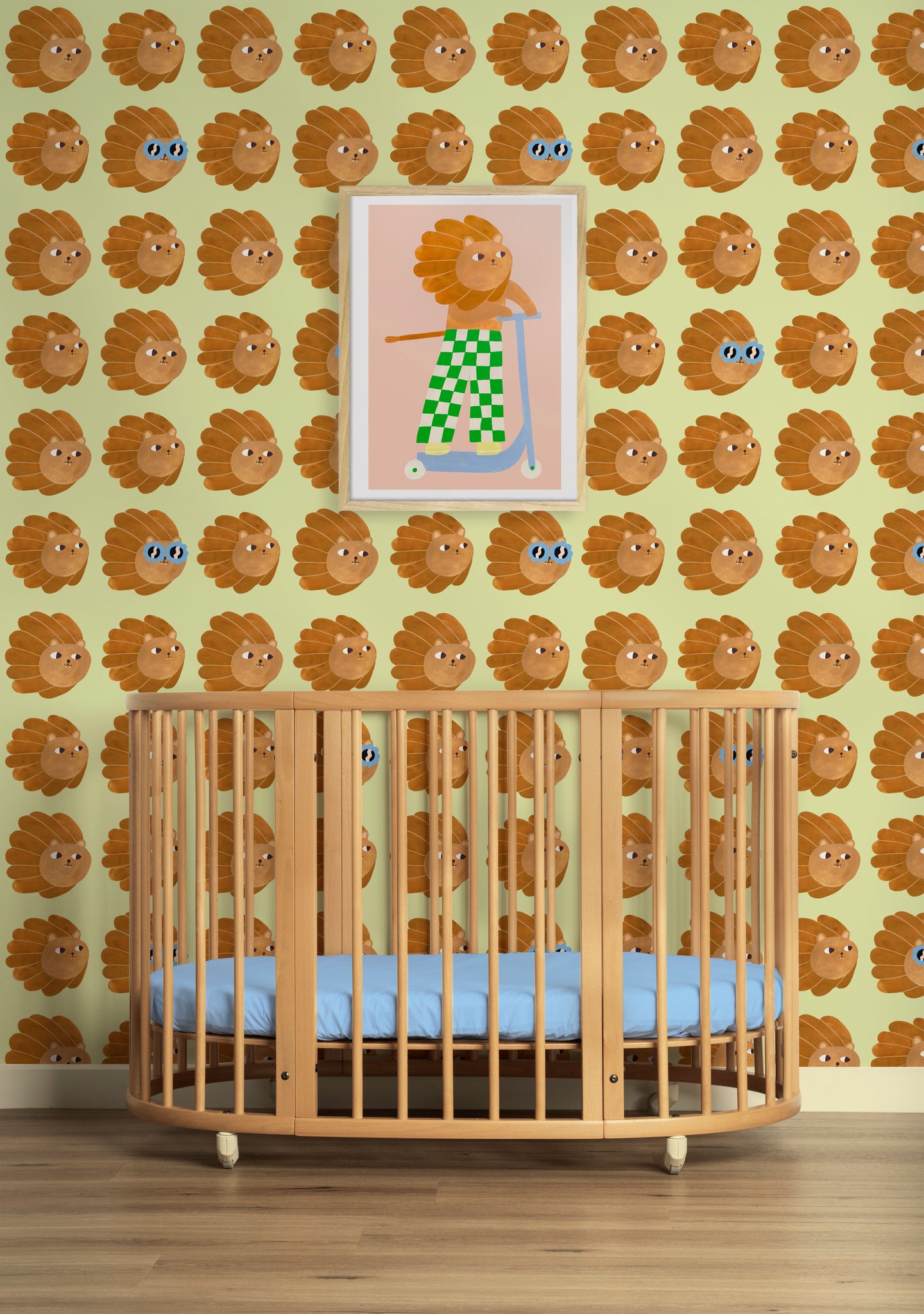 Kinderbehang Meet me at the Wall - Lion head - Matcha - Aniek Bartels