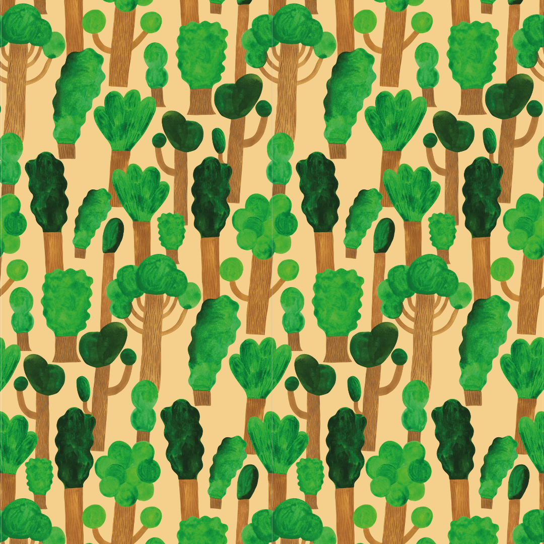 Behangstaal Meet me at the Wall - Trees - Butter Yellow - Aniek Bartels