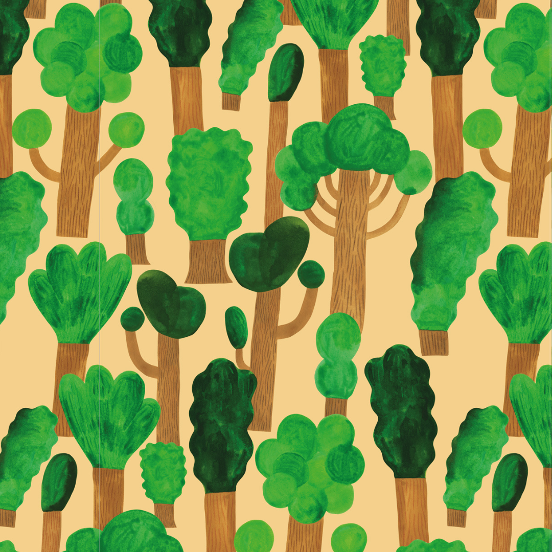 Behangstaal Meet me at the Wall - Trees - Butter Yellow - Aniek Bartels