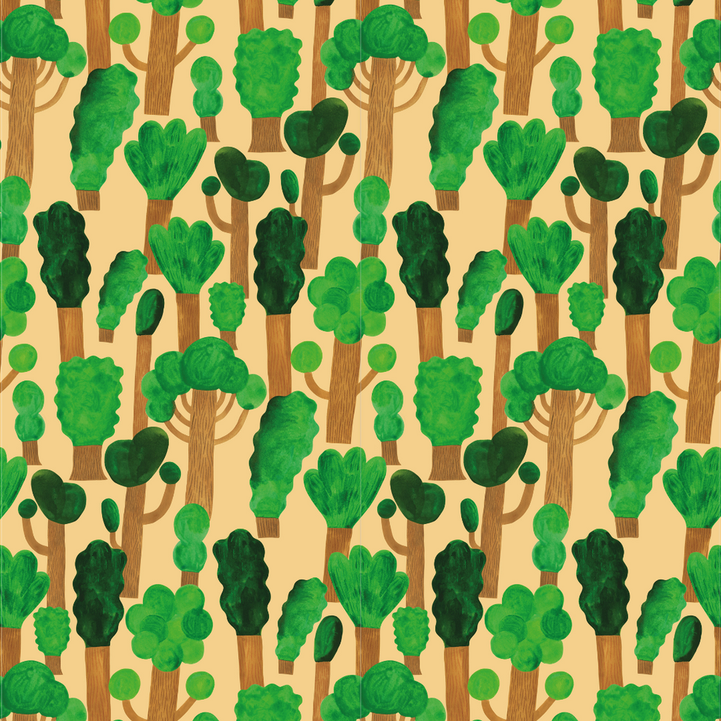 Kinderbehang Meet me at the Wall - Trees - Butter Yellow - Aniek Bartels