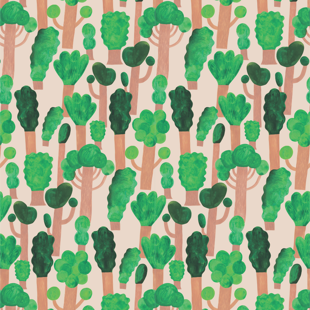 Kinderbehang Meet me at the Wall - Trees - Pale pink - Aniek Bartels