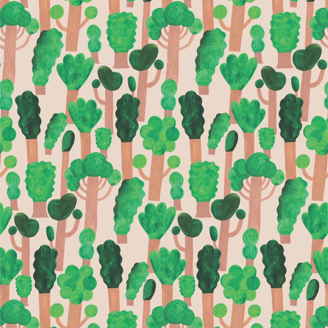 Kinderbehang Meet me at the Wall - Trees - Pale pink - Aniek Bartels