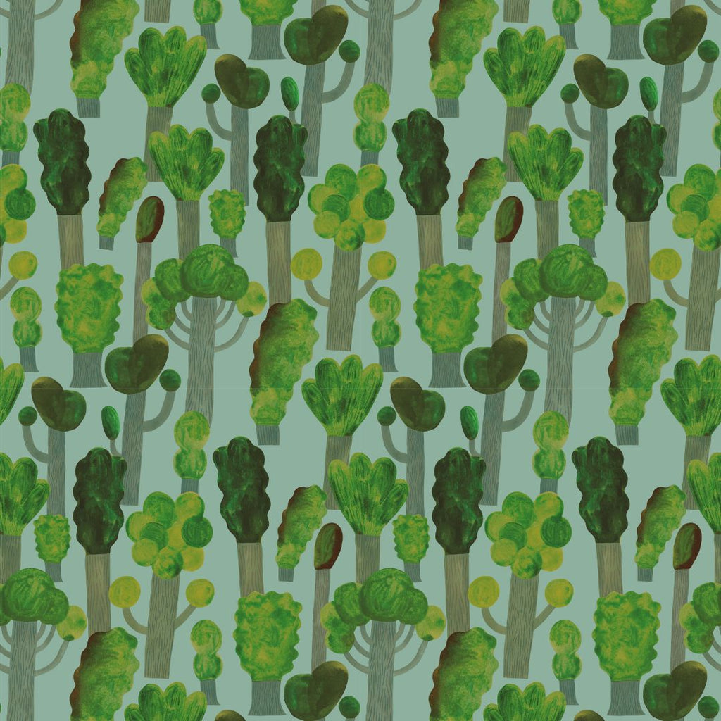 Kinderbehang Meet me at the Wall - Trees - Sky Blue - Aniek Bartels