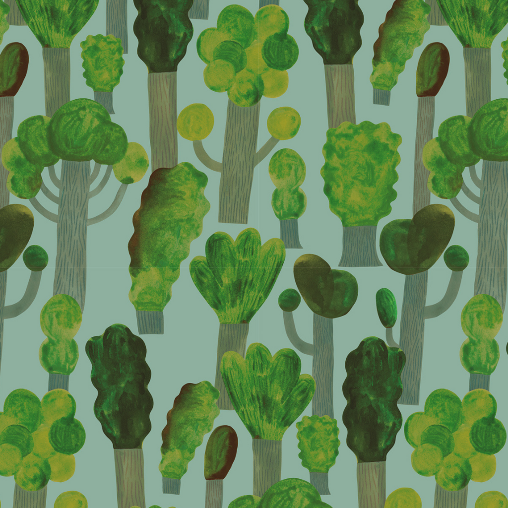 Kinderbehang Meet me at the Wall - Trees - Sky Blue - Aniek Bartels