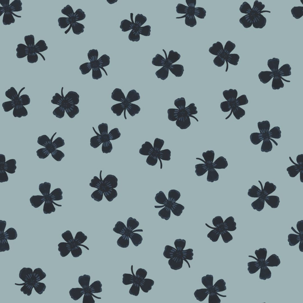 Behangstaal Meet me at the Wall - Lucky Clover - Blue - Joëlle Wehkamp