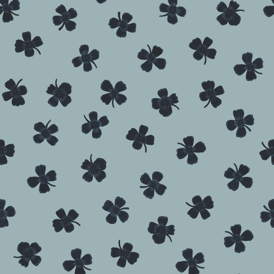 Behangstaal Meet me at the Wall - Lucky Clover - Blue - Joëlle Wehkamp
