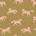 Behangstaal Meet me at the Wall - Magic Horses - Kaki - Joëlle Wehkamp