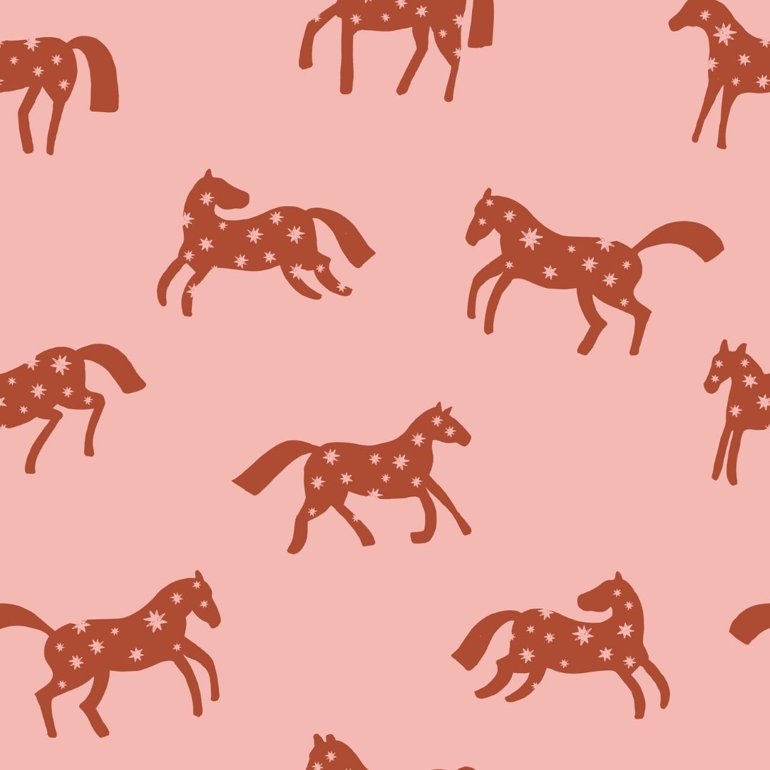 Behangstaal Meet me at the Wall - Magic Horses - Pink - Joëlle Wehkamp