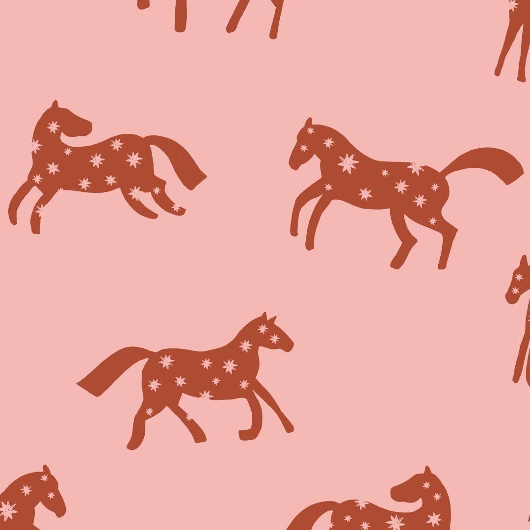 Behangstaal Meet me at the Wall - Magic Horses - Pink - Joëlle Wehkamp