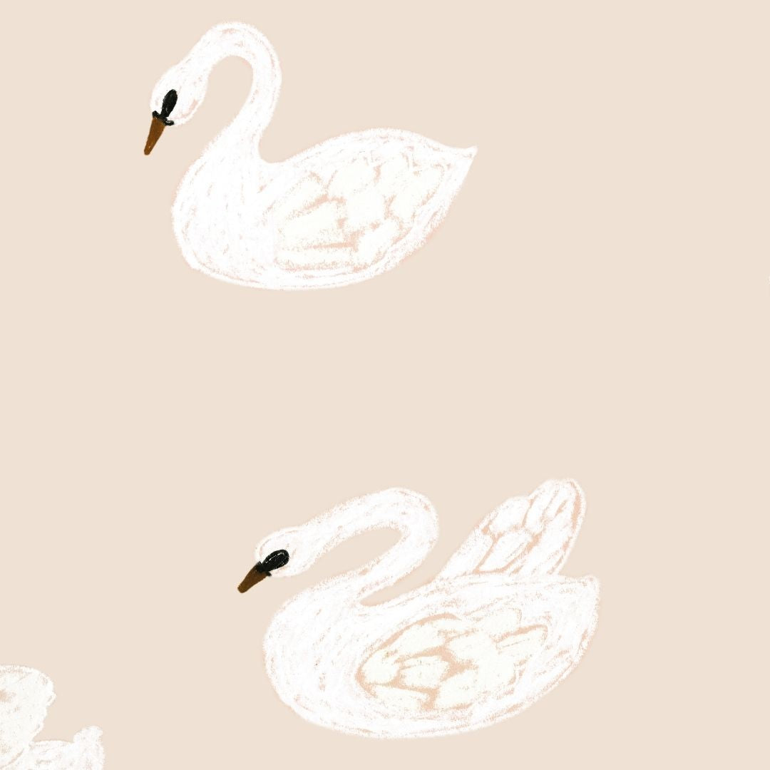 Behangstaal Meet me at the Wall - Swans - Beige - Joëlle Wehkamp