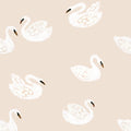 Kinderbehang Meet me at the Wall - Swans - Beige - Joëlle Wehkamp