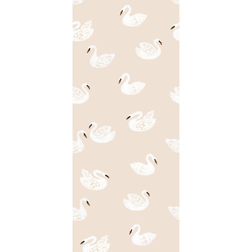 Kinderbehang Meet me at the Wall - Swans - Beige - Joëlle Wehkamp