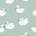 Kinderbehang Meet me at the Wall - Swans - Lake blue - Joëlle Wehkamp