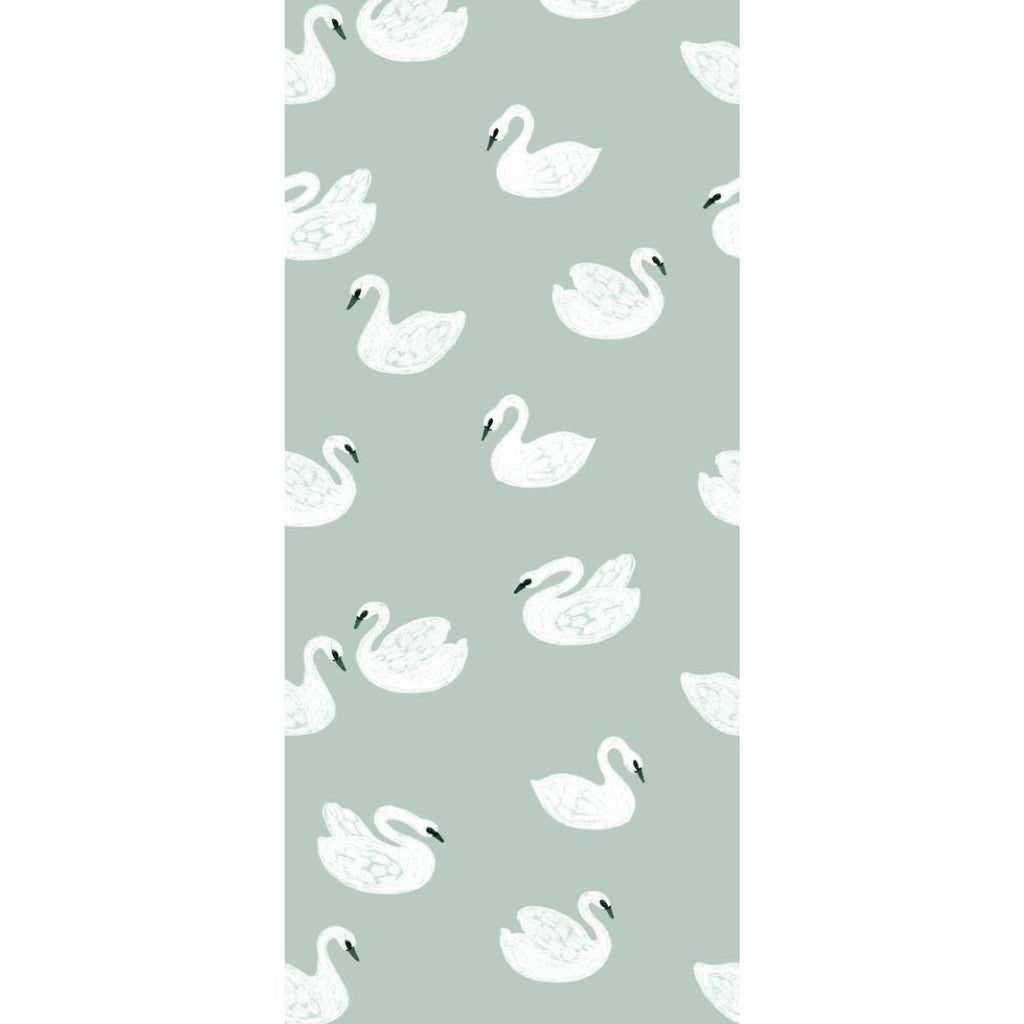 Kinderbehang Meet me at the Wall - Swans - Lake blue - Joëlle Wehkamp