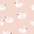 Kinderbehang Meet me at the Wall - Swans - Soft pink - Joëlle Wehkamp