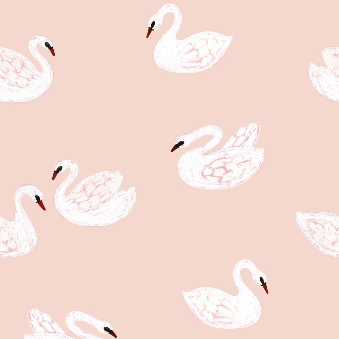 Kinderbehang Meet me at the Wall - Swans - Soft pink - Joëlle Wehkamp