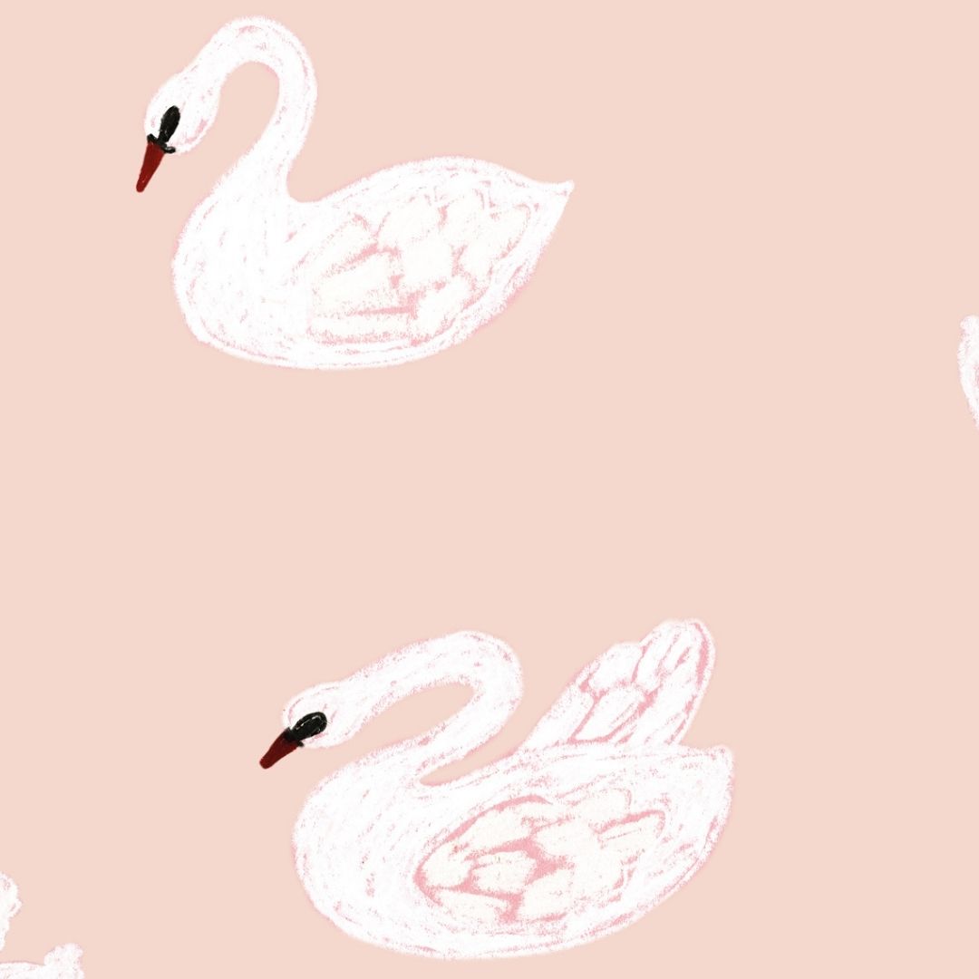 Kinderbehang Meet me at the Wall - Swans - Soft pink - Joëlle Wehkamp