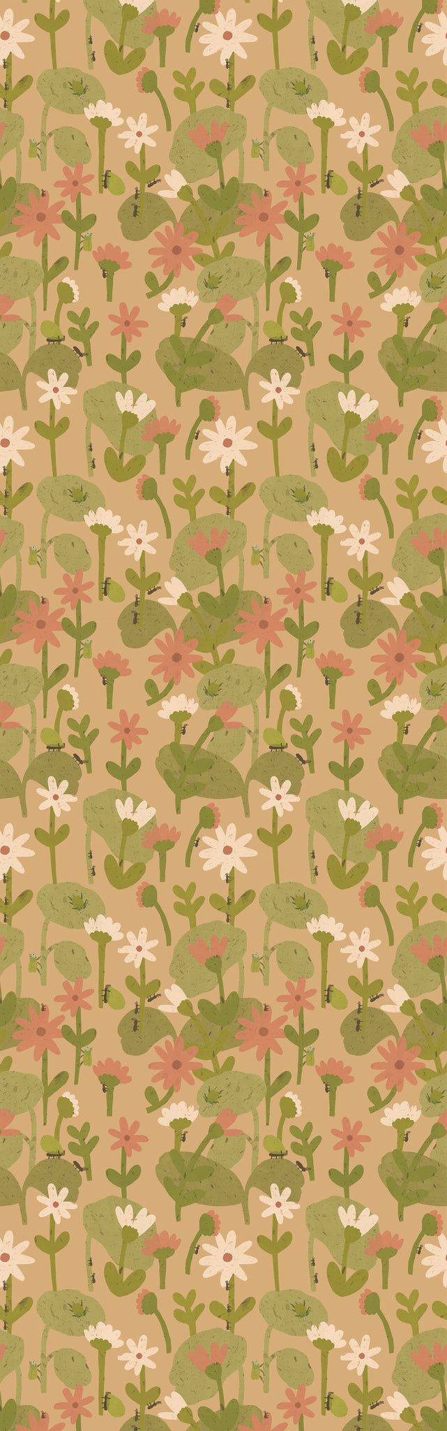 Blooming daisies – Warm beige Wallpaper by Lotte Dirks | Into the Flowerfields Collection