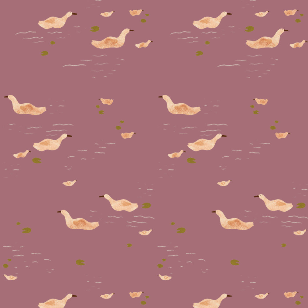 Behang Meet Me at the Wall - Ducks Mauve - Lotte Dirks