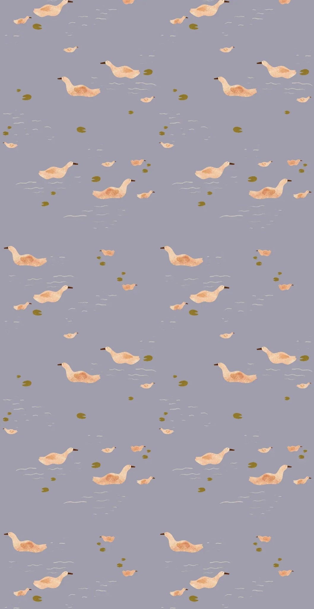 Behang Meet Me at the Wall -  Ducks Smokey Periwinkle - Lotte Dirks