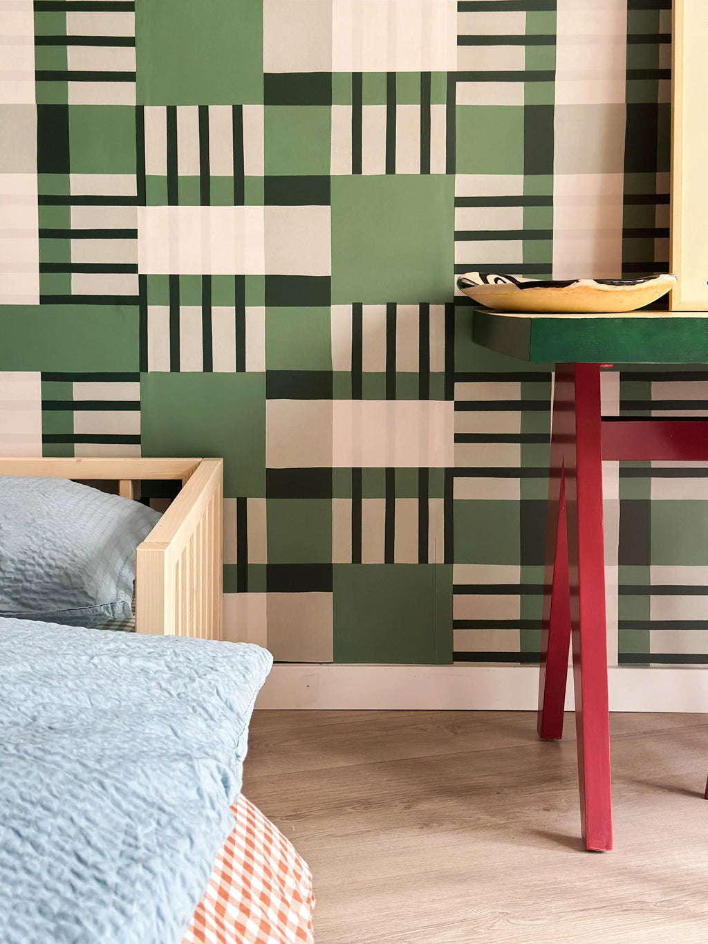 Behangstaal Meet me at the Wall -  Blocks Grean - Sabine van Vessem