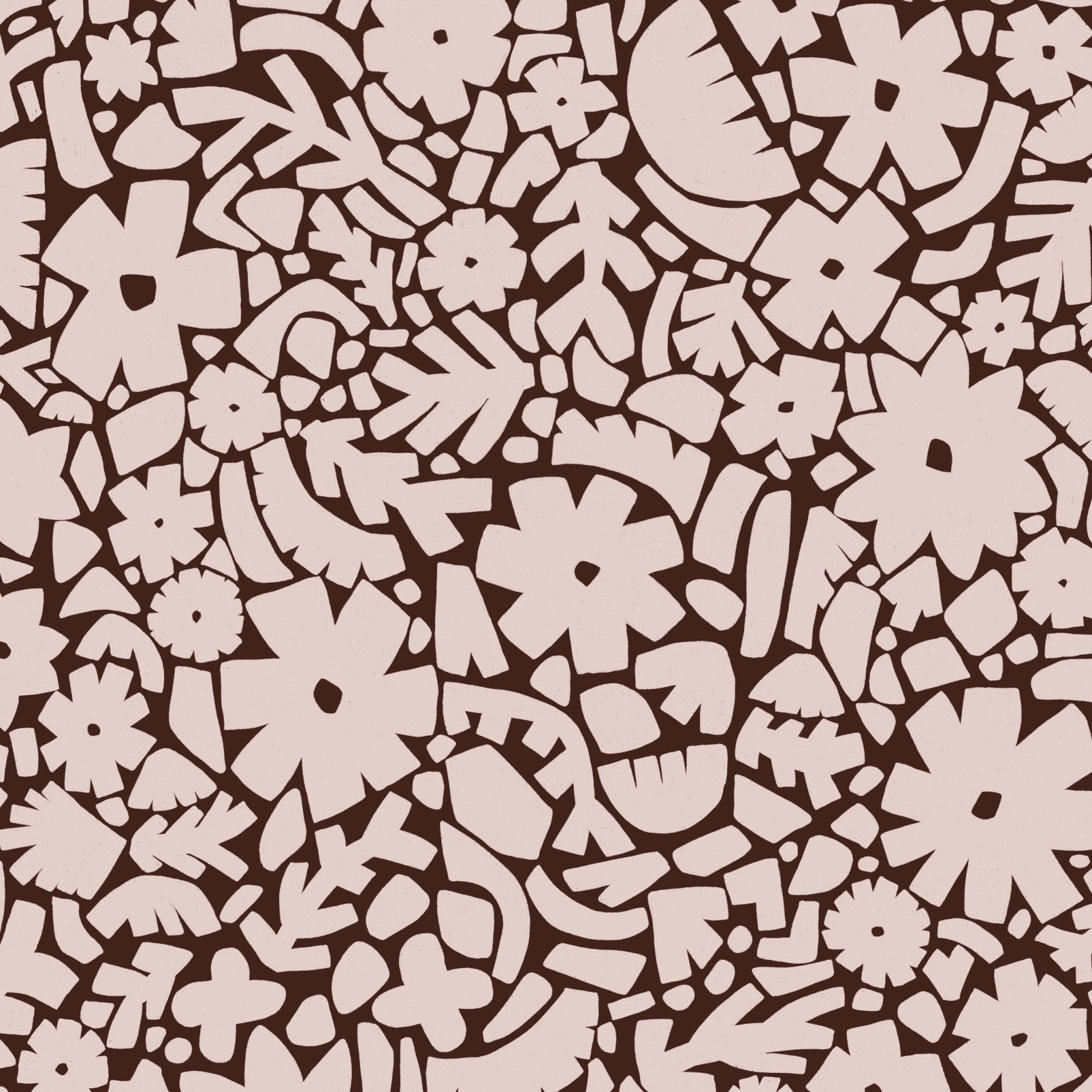Behangstaal Meet Me at the Wall -  Flowerfield Brown - Naturel Noord