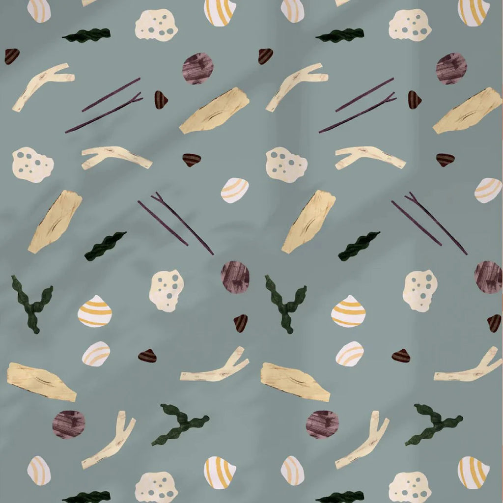 Behangstaal Meet Me at the Wall - Sea and Shells Steel Blue - Lotte Dirks