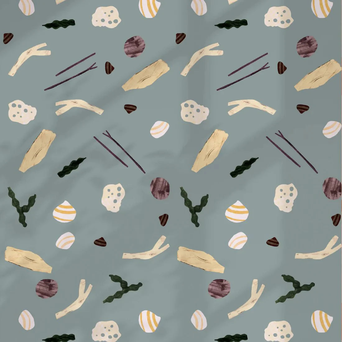 Behangstaal Meet Me at the Wall - Sea and Shells Steel Blue - Lotte Dirks