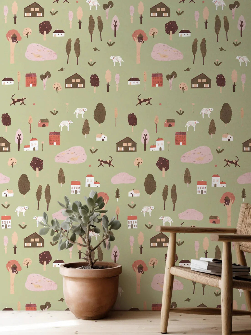 Behangstaal Meet Me at the Wall - Village Olive - Lotte Dirks