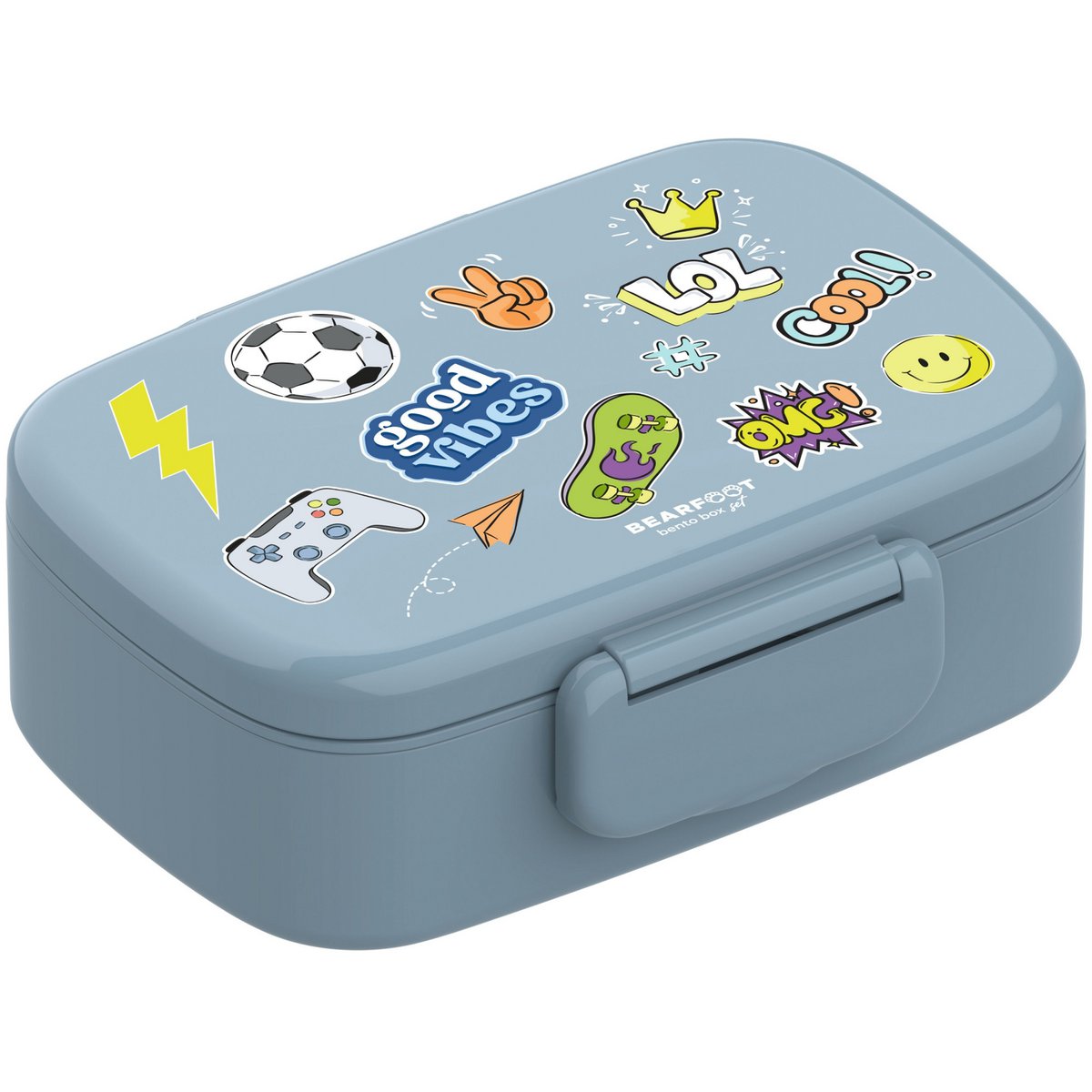 Kinderlunchbox met vakken, lekvrij - sticker, blauw