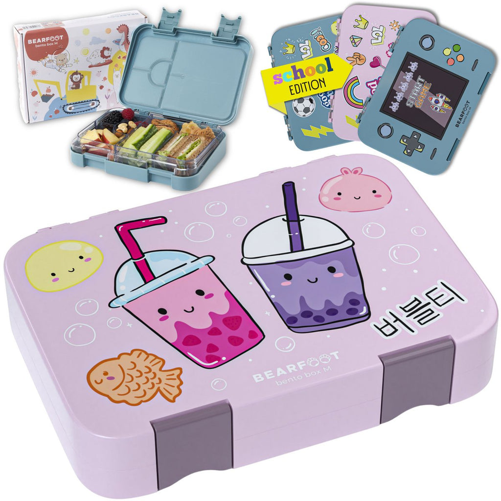 Kinderlunchbox met vakken, lunchbox - BubbleTea Purple