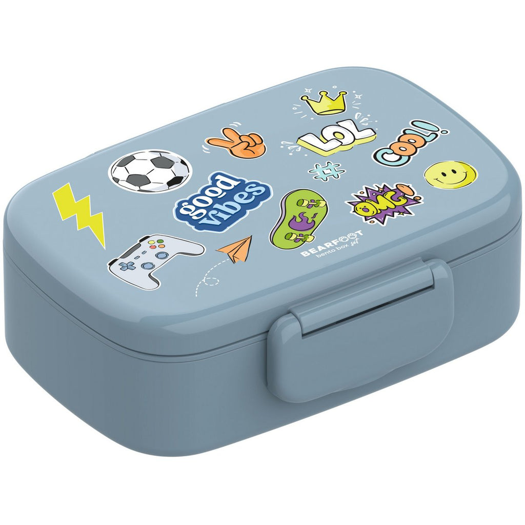 Kinderlunchbox met vakken, lekvrij - sticker, blauw