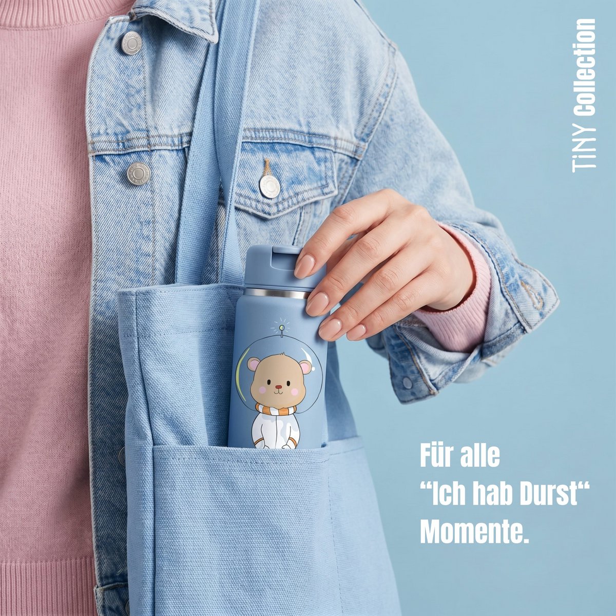 TINY Thermo kinderdrinkfles RVS - Astro Beer blauw