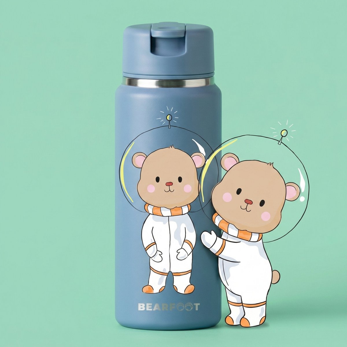 TINY Thermo kinderdrinkfles RVS - Astro Beer blauw