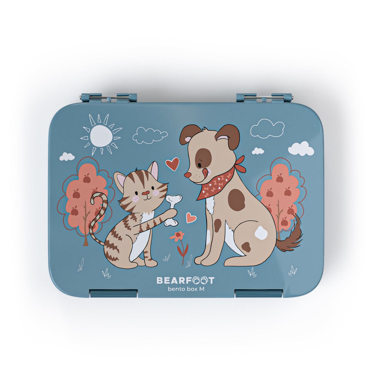 Kinderlunchbox met vakken, lunchbox - hond & kat blauw